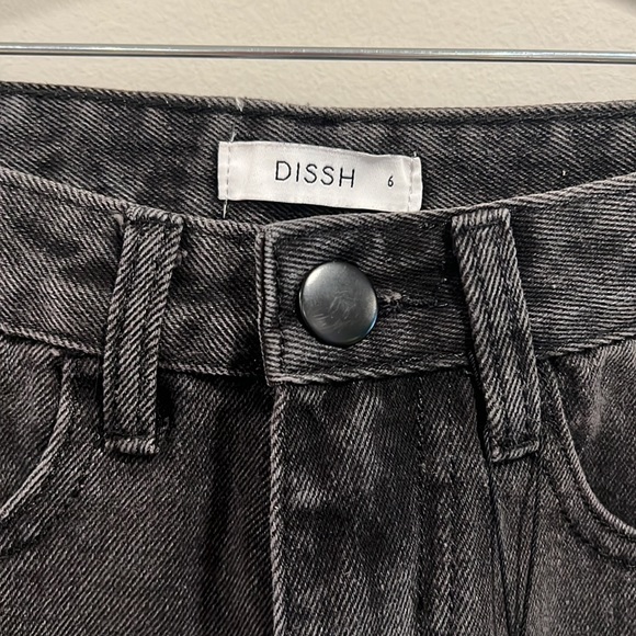 Dissh - NATION BLACK DISTRESSED DENIM SHORT - Picture 6 of 7